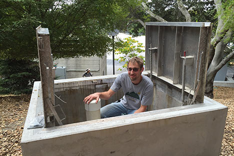Engineer in concrete vault.